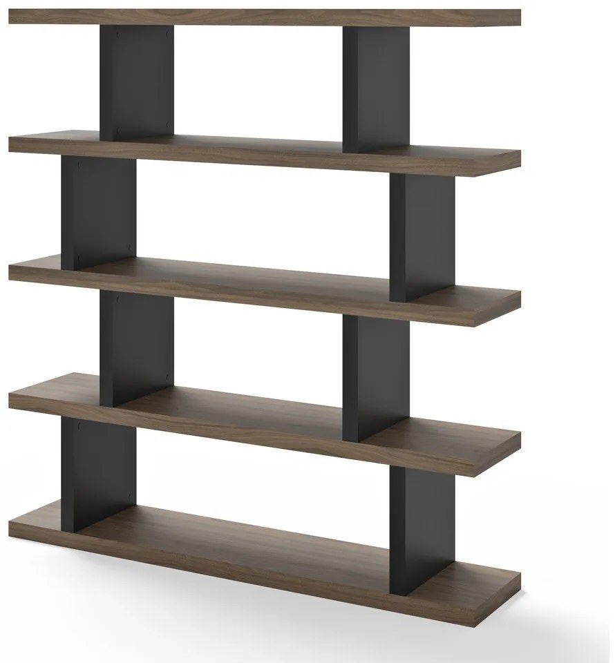 Libreria marrone-nera in noce 163x172 cm Step - TemaHome