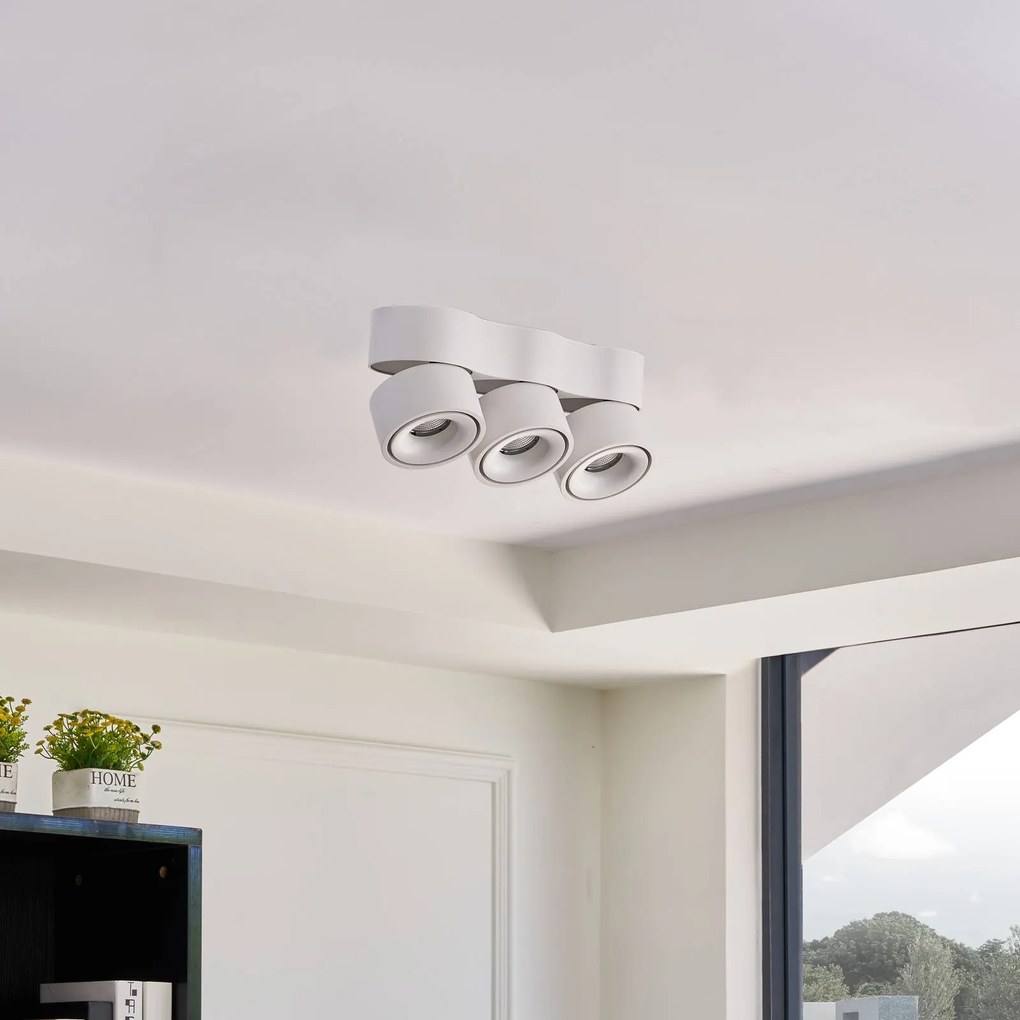Faretto a soffitto LED Rotari Arcchio, dimmerabile, Bianco / Opale, Soggiorno / Sala da pranzo, Alluminio, Moderno, Plafoniera LED