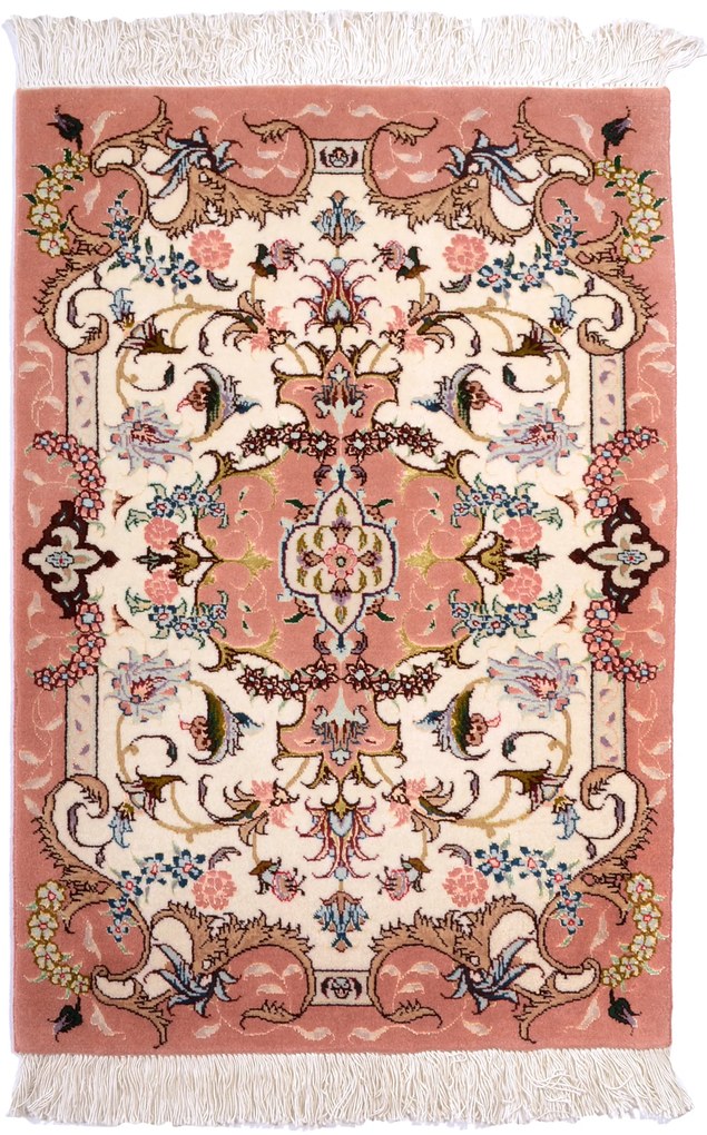 Tabriz Tappeto 90x60 Beige (Iran) Annodato A Mano