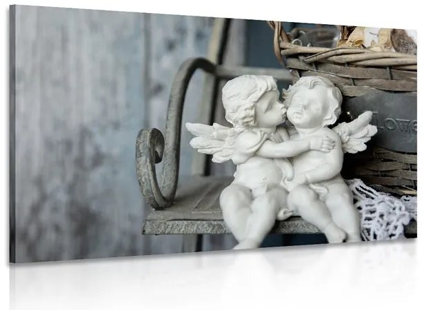 Stampa su tela – Statuette di angioletti sulla panchina