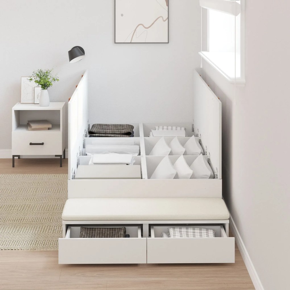 Struttura letto contenitore bianco legno ingegnerizzato