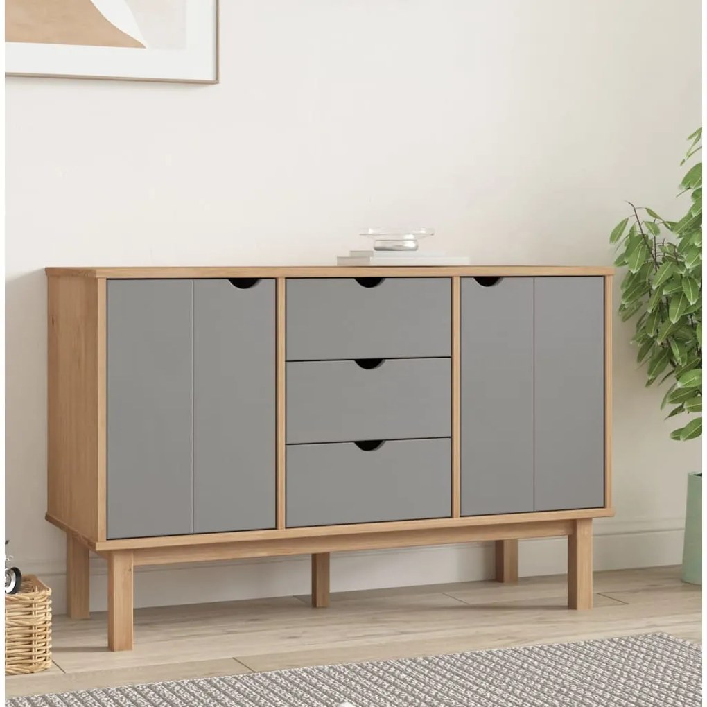 Credenza otta marrone e grigio 113,5x43x73 cm in legno di pino