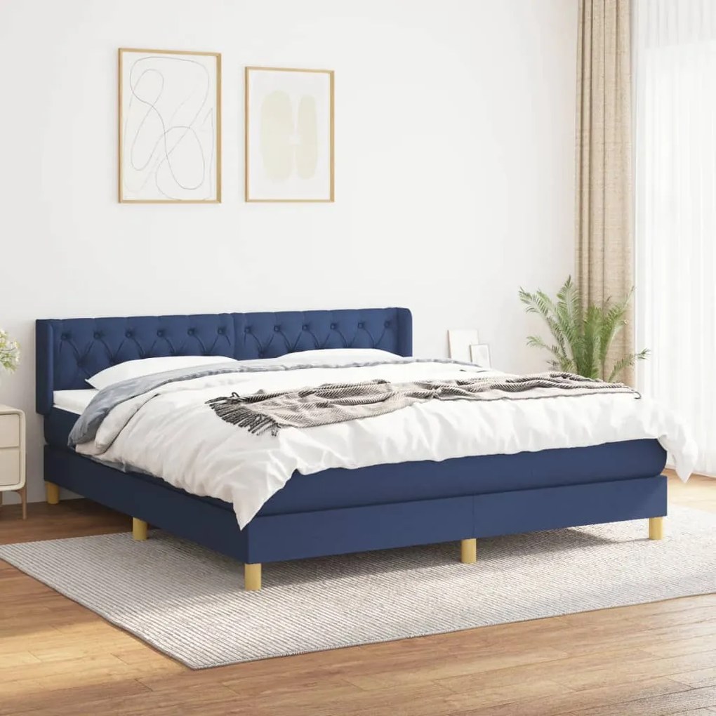 Giroletto A Molle Con Materasso Blu 160x200 Cm İn Tessuto /