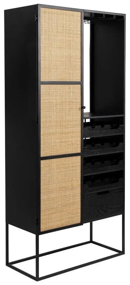 Portabottiglie in rattan nero per 16 bottiglie, 80x175 cm Guuji - White Label