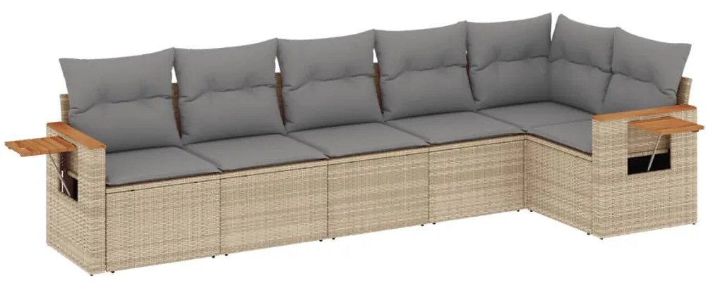 Set divano da giardino 6 pz con cuscini beige in polyrattan