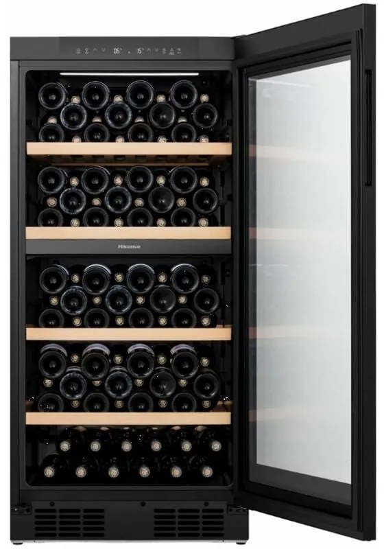 Hisense - RW3N230GELF. Posizionamento dell'apparecchio: Libera installazione, Colore struttura: Nero, Colore interno: Nero. Capacità bottiglie: 108