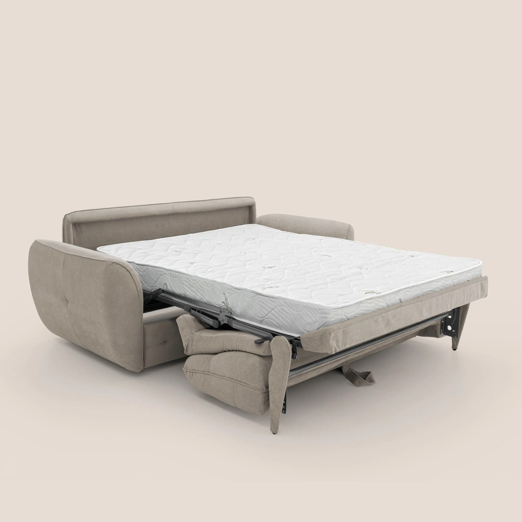 Zeus Divano letto scandinavo con schienale alto in tessuto impermeabile T02 beige