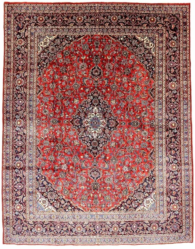 Vintage Tappeto 390x300 Rosso (Iran) Annodato A Mano