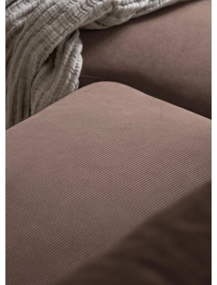 Divano letto angolare in velluto a coste marrone (angolo destro) Lofty Lilly - Miuform