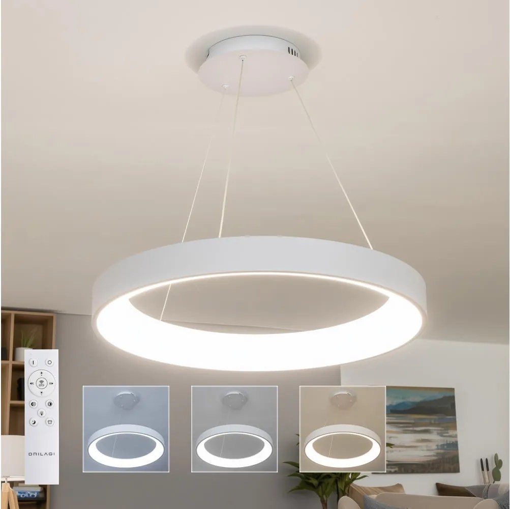 Brilagi - Lampada a sospensione dimmerabile su cavo FALCON II LED/99W/230V Ø 60 cm bianco + telecomando