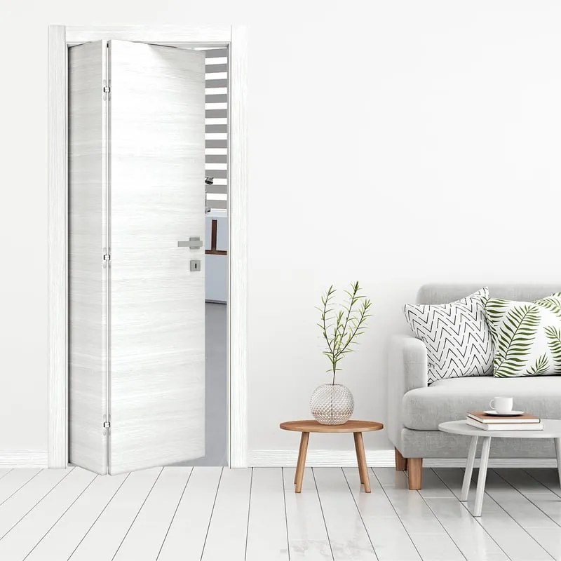 Porta pieghevole a libro asimmetrica Rail olmo bianco L 80 x H 210 cm sinistra