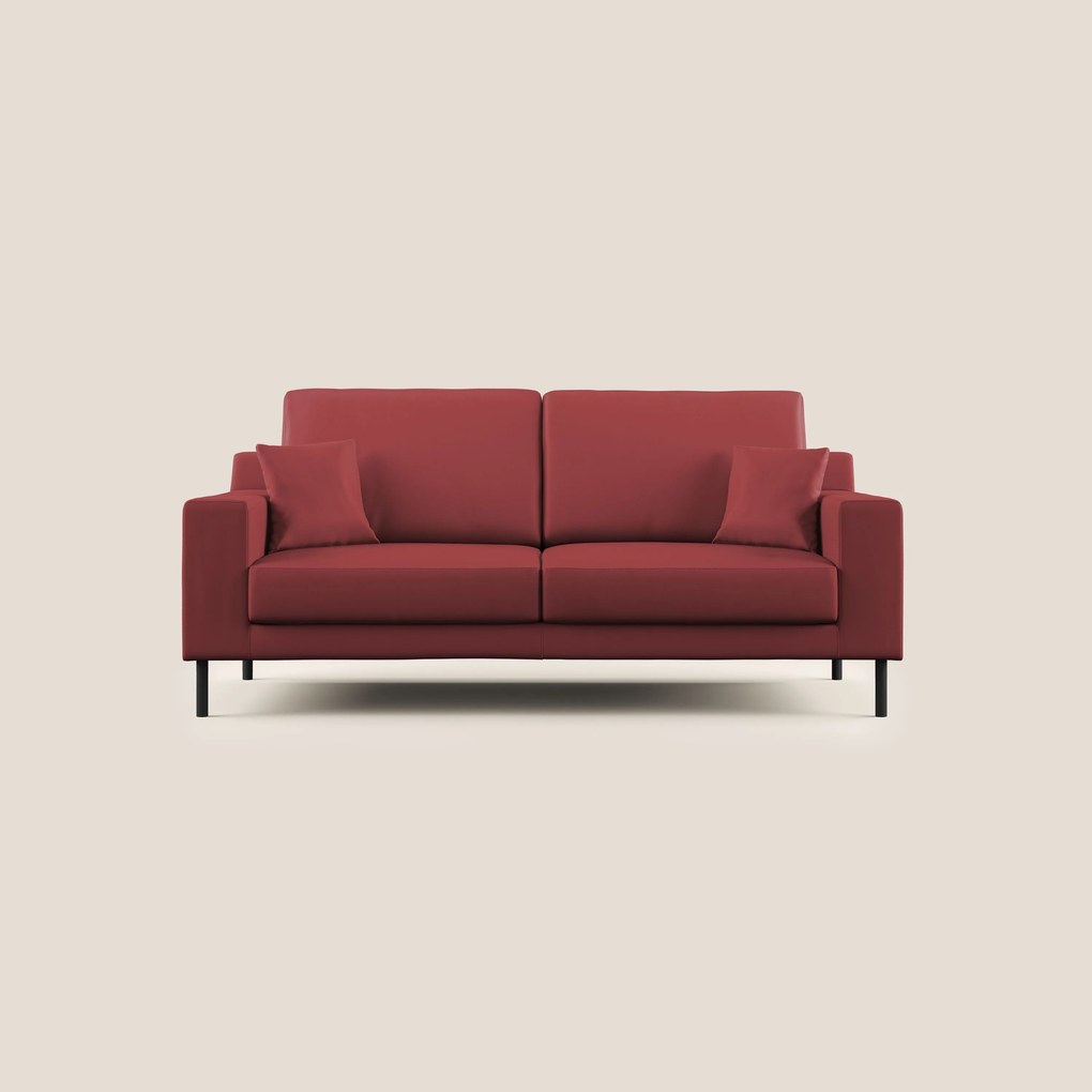Uranio divano moderno lineare in Ecopelle impermeabile T04 rosso