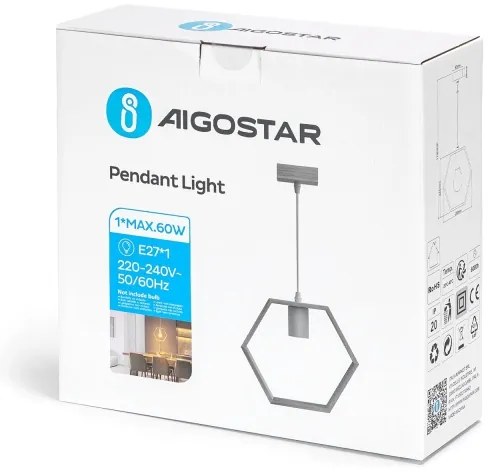 Aigostar - Lampada a sospensione in legno su cavo 1xE27/60W/230V pino