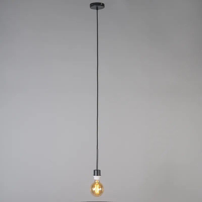 Lampada a sospensione moderna nera con paralume 45 cm color tortora - Combi 1