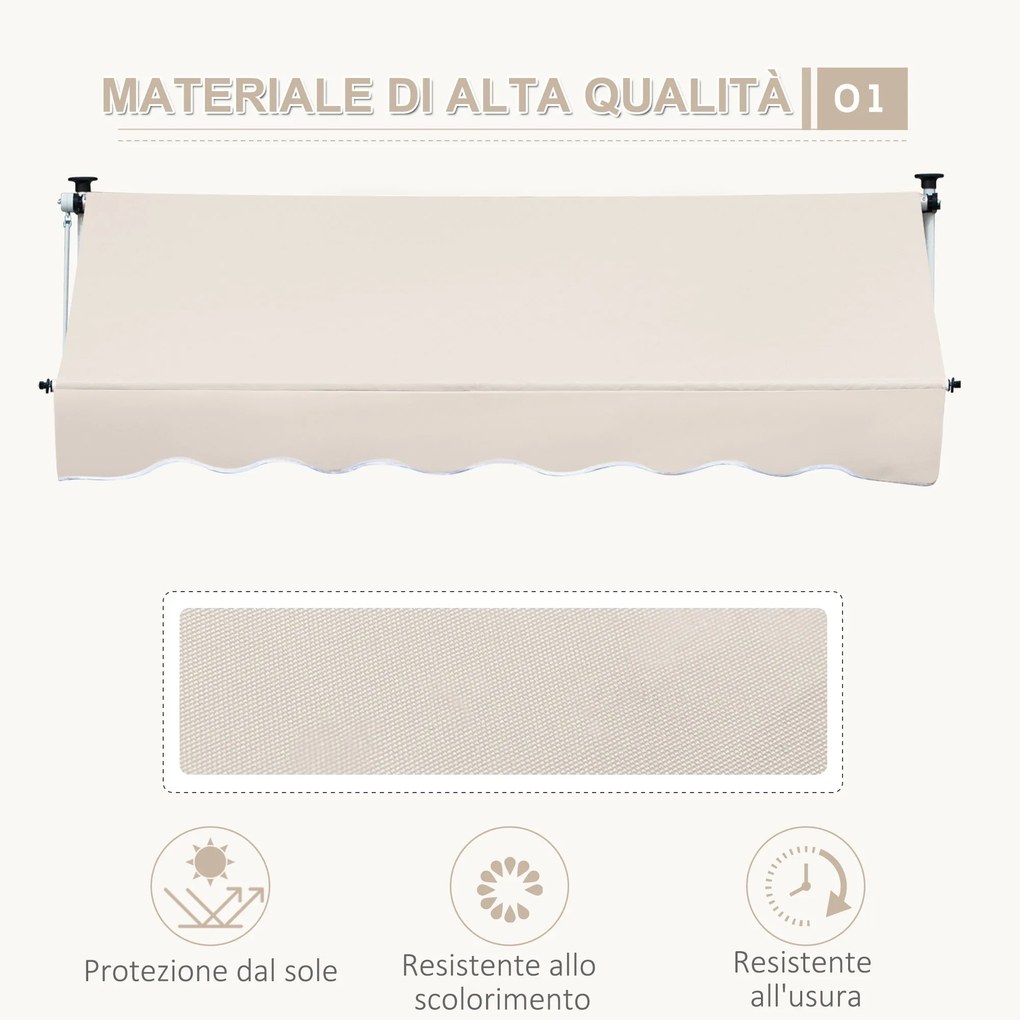 Tenda da Sole Avvolgibile 4x1,2m Autoportante Bianca...