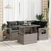 Set Divano da Giardino 5 pz con Cuscini Grigio in Polyrattan 3326471