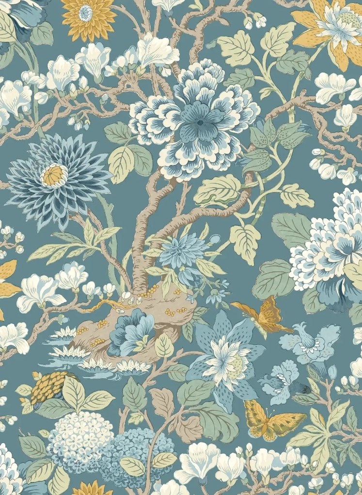 GP & J Baker Tapete Little Magnolia - Denim/ Ochre
