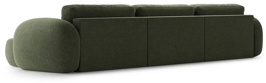 Divano angolare verde allungabile/con contenitore (a U) con rivestimento in ciniglia Tonale – Cosmopolitan Design