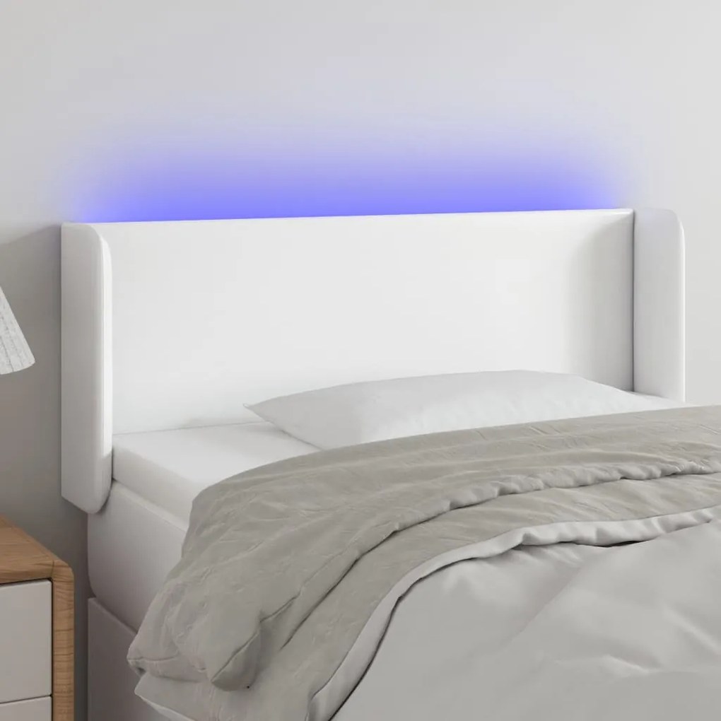 Testiera A Led Bianca 93x16x78/88 Cm İn Similpelle /