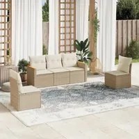 Set Divano da Giardino 5 pz con Cuscini Beige in Polyrattan 3225848