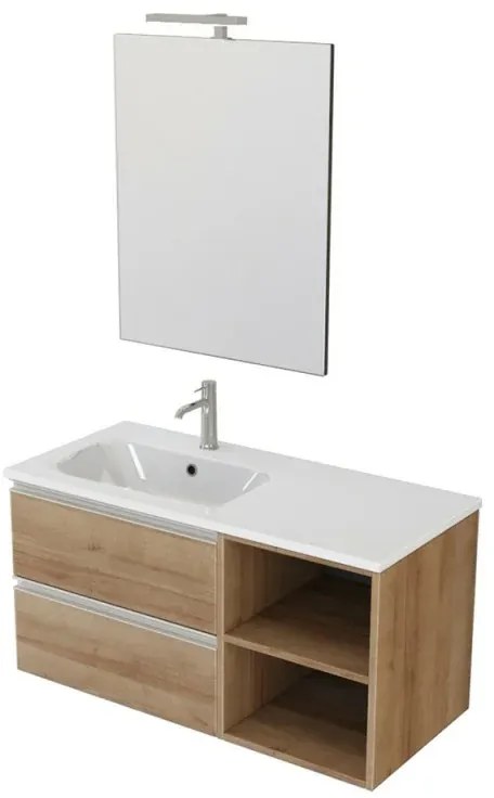 Mobile bagno sospeso 100 cm Master rovere con specchio su pannello