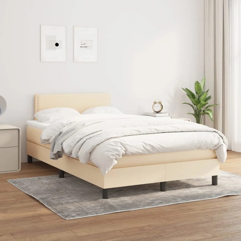 Giroletto A Molle Con Materasso Crema 120x200 Cm İn Tessuto /