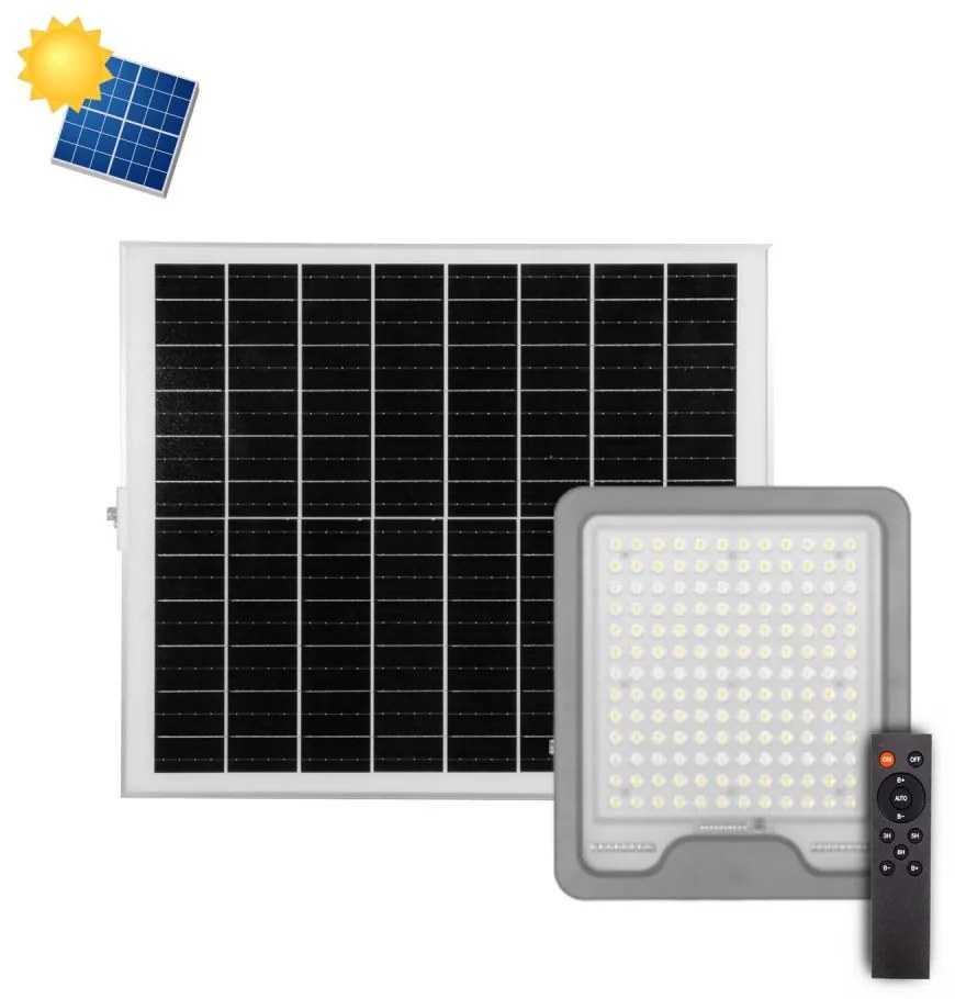 Faro LED Solare 300W IP66, Telecomando Incluso 4.500 lumen - SERIE PRO Colore Bianco Naturale 4.000K