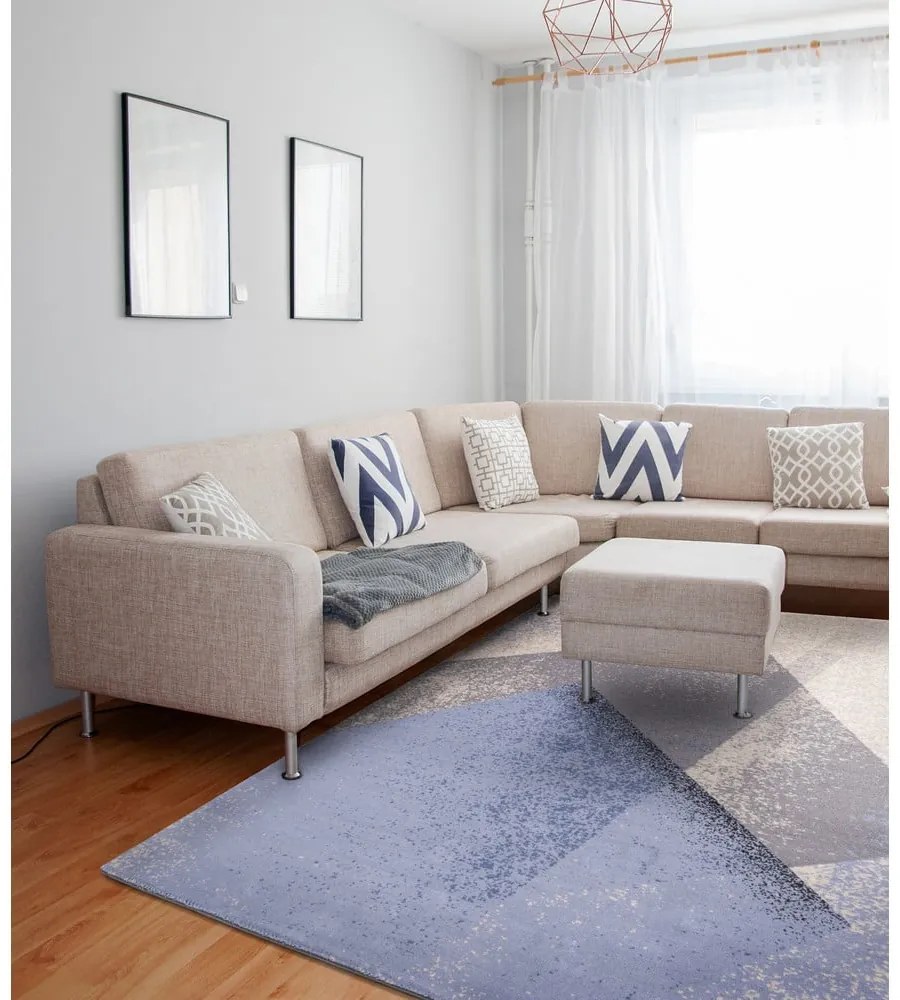 Tappeto in lana azzurro 160x240 cm Folds - Agnella