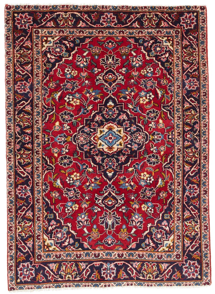 Kashan Tappeto 100 x 130 Rosso (Iran) Annodato A Mano