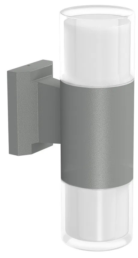 Applique Cilindrica Bidirezionale Grigia IP54 con 2 basi GU10