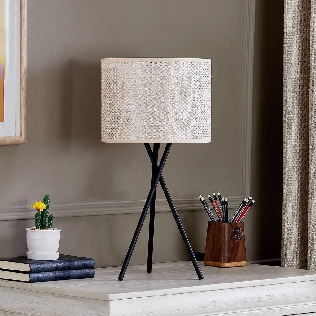 Lampada da tavolo Soula Lindby, Crema / Ambra, Soggiorno / Sala da pranzo, Plastica, Campagna / Rustiche, Lampada da tavolo