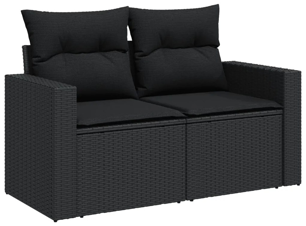 Set divani da giardino 11 pz con cuscini in polyrattan nero