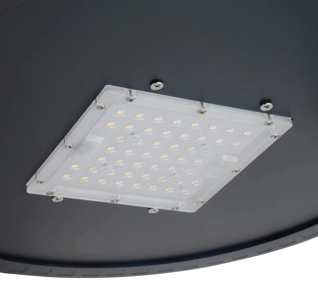 Lampione Stradale 65W Iron Black1-10V Programmabiledriver Philips Colore Bianco Caldo 2.700K