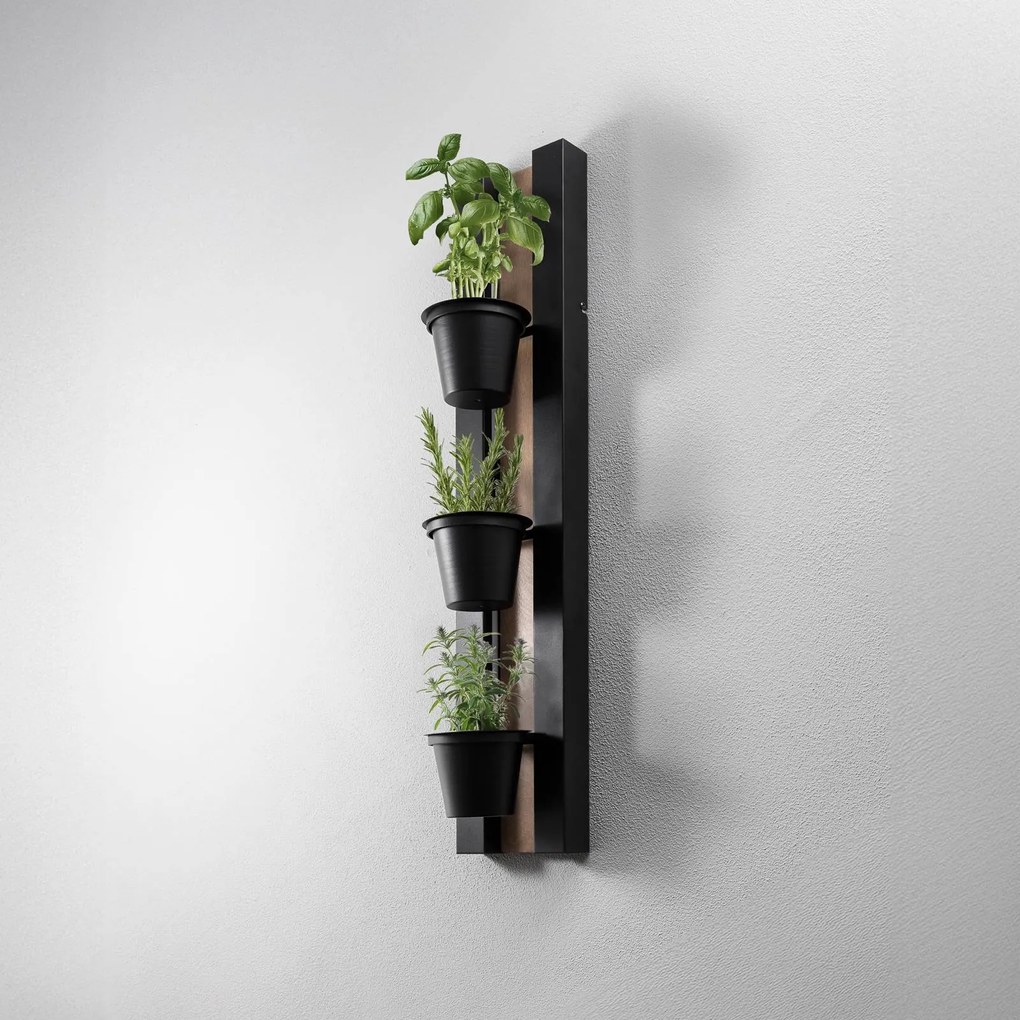 Luminex Applique Scaffale, acciaio nero/legno, altezza 90 cm