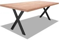 Tavolo da pranzo 220x100cm in legno e metallo con piedi ad X e ripiano in colore legno neutro