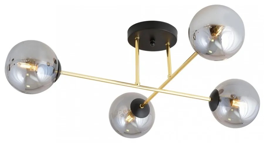 Lampadario da Soffitto MAGNUM 4 in Acciaio e Vetro 4xE14 Colore del corpo Nero e Grafite