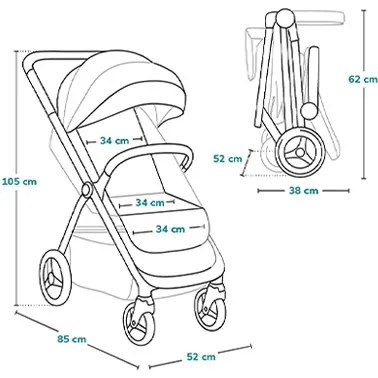 Lionelo - Passeggino INGRID verde/nero