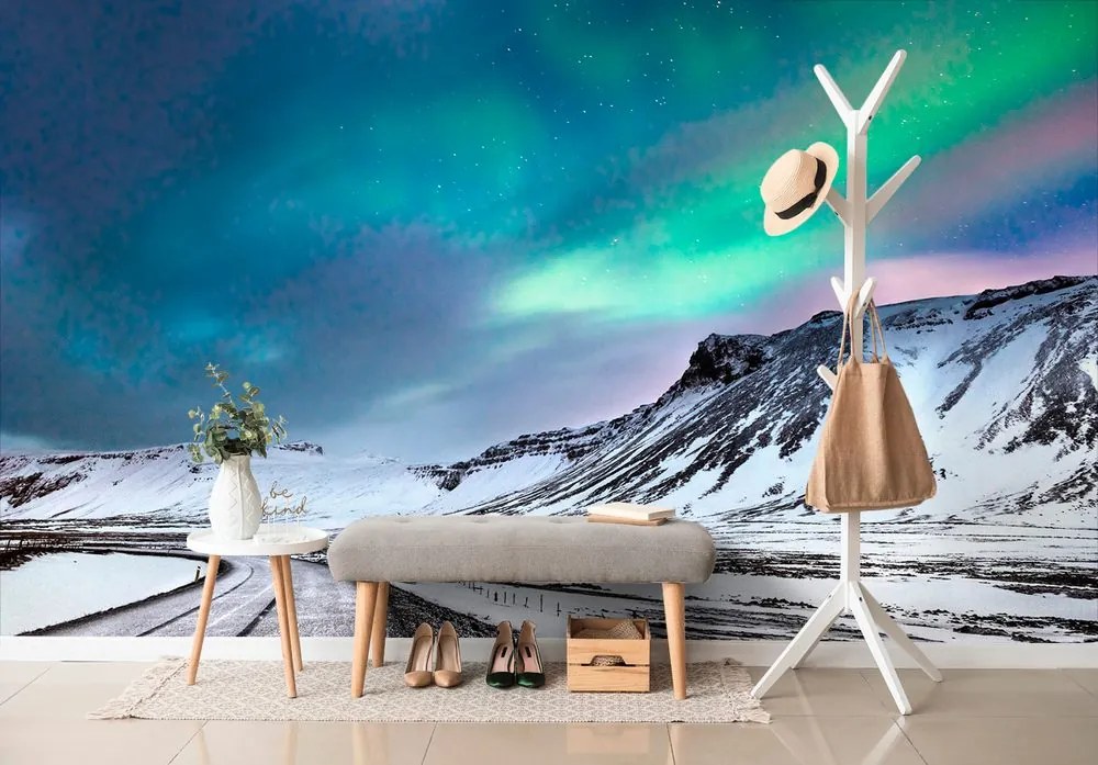 Carta da parati autoadesiva – Aurora boreale norvegese