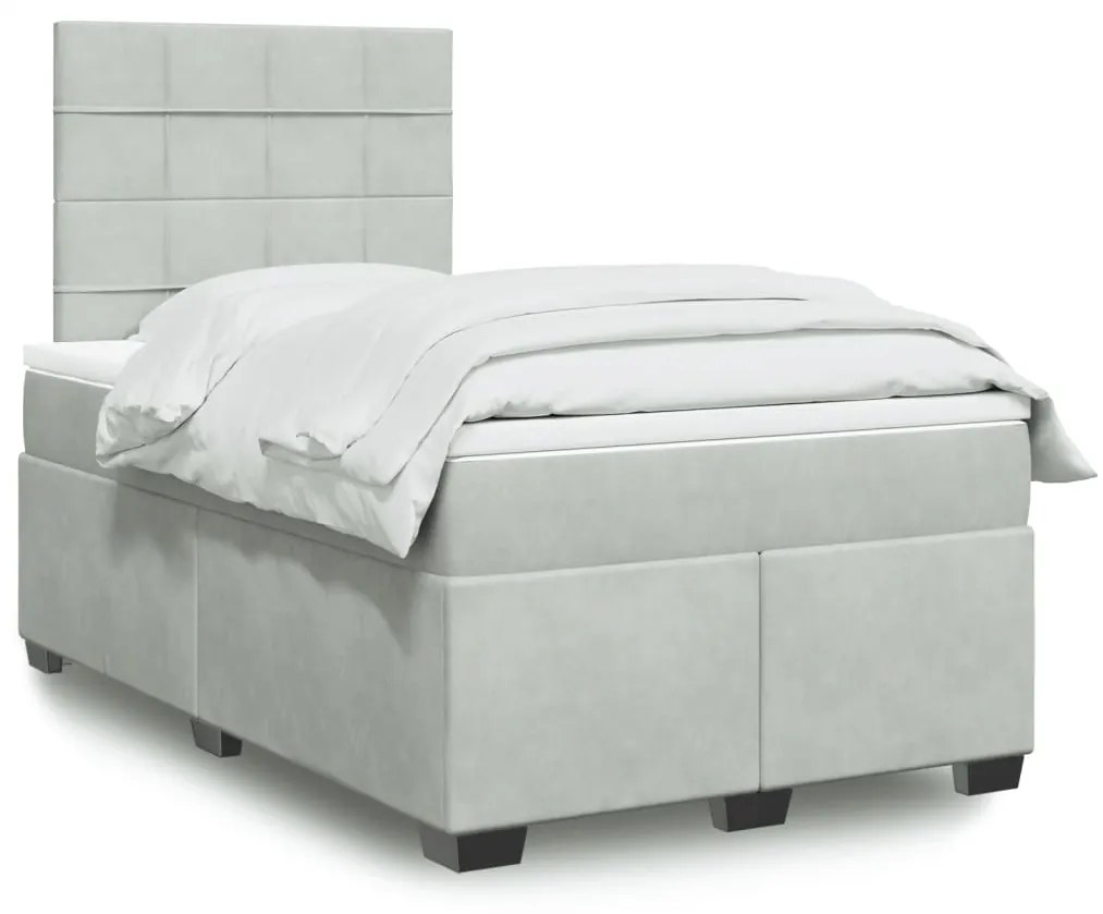 Giroletto A Molle Con Materasso Grigio Chiaro 120x200cm Velluto /