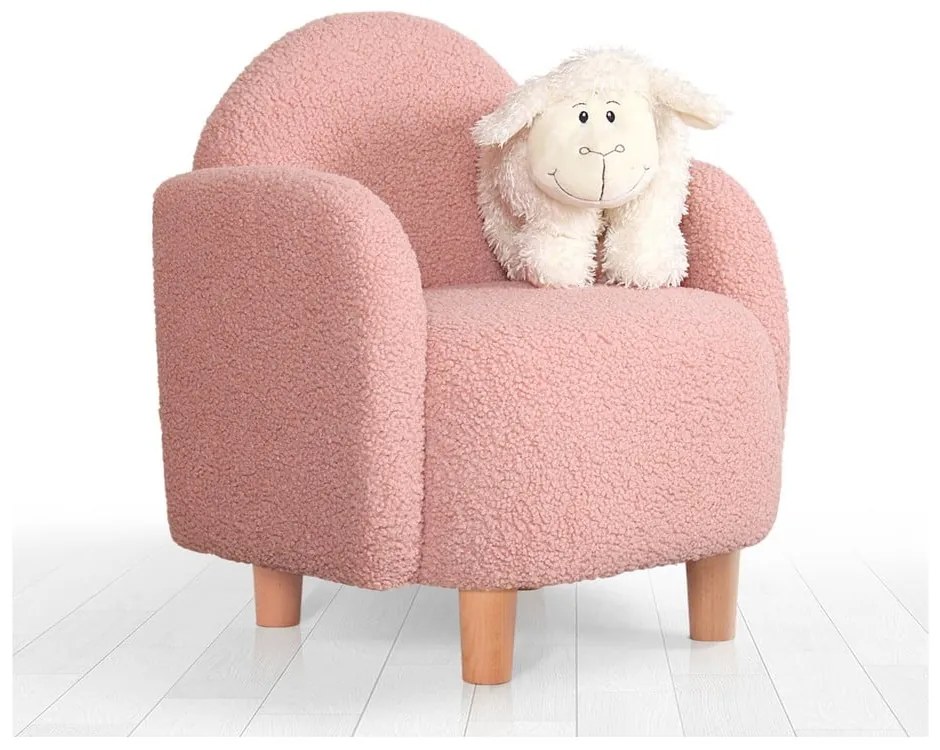 Poltrona per bambini rosa in tessuto bouclé Moylo - Artie