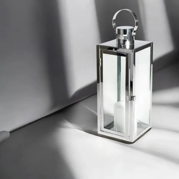 Lanterna decorativa 38 cm, cromo lucido