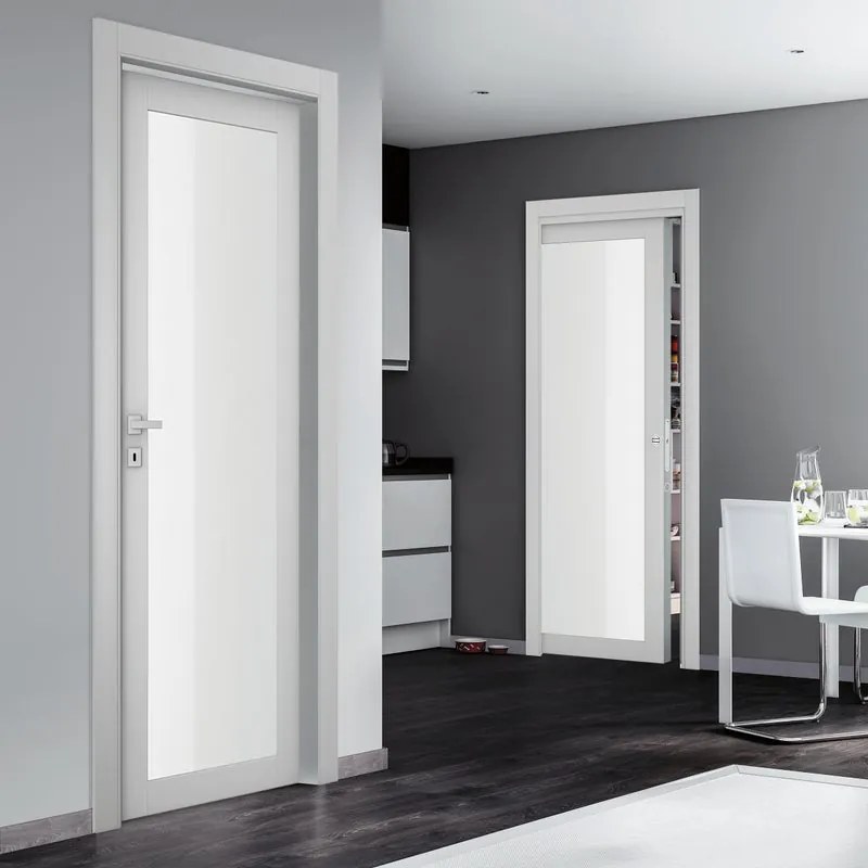 Porta battente Glass vetrata grigio L 60 x H 210 cm destra