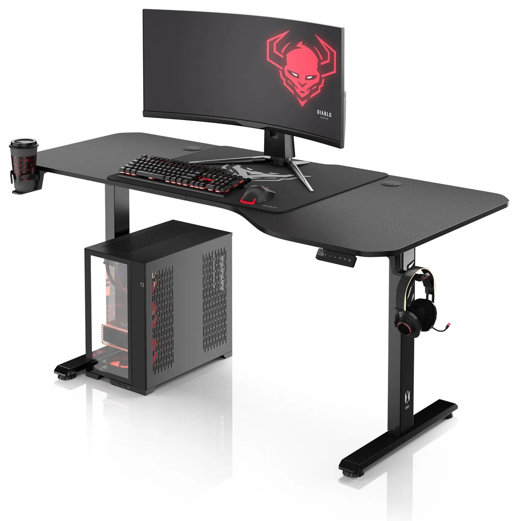 Scrivania Regolabile in Altezza Diablo X-Tensio 1600 Nero