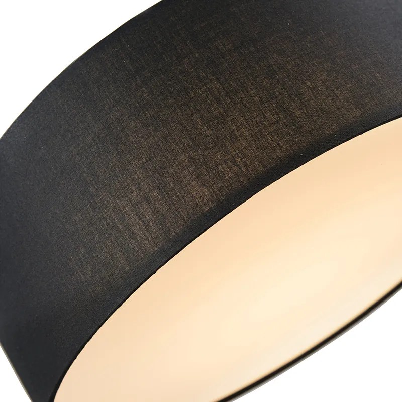 Plafoniera nera 40 cm con LED incluso - Drum LED