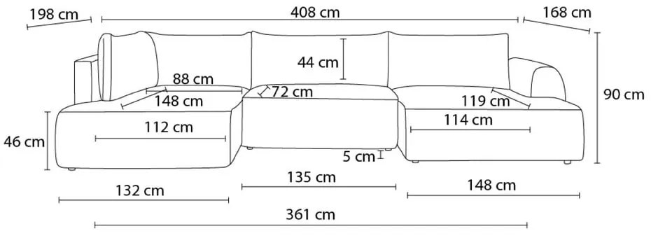 Divano angolare color mattone allungabile (con penisola a sinistra/a forma di "U") con rivestimento in velluto a coste Lucien – Bobochic Paris