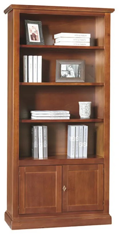 Libreria arte povera in legno in noce lucido 91x41x186 cm