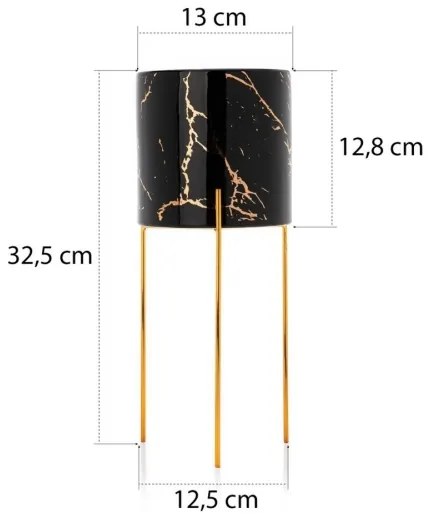 Portafiori NILA 32,5x13 cm nero/oro