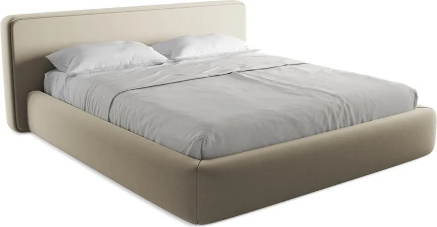 Letto matrimoniale imbottito beige con contenitore con griglia 180x200 cm Kiana - Makamii
