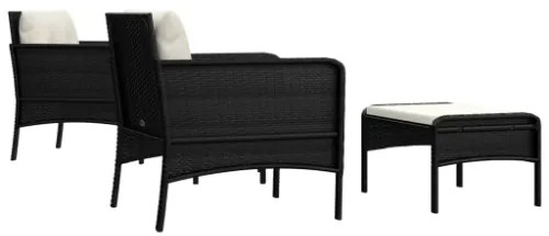 Set Divani da Giardino 5 pz con Cuscini Nero in Polyrattan