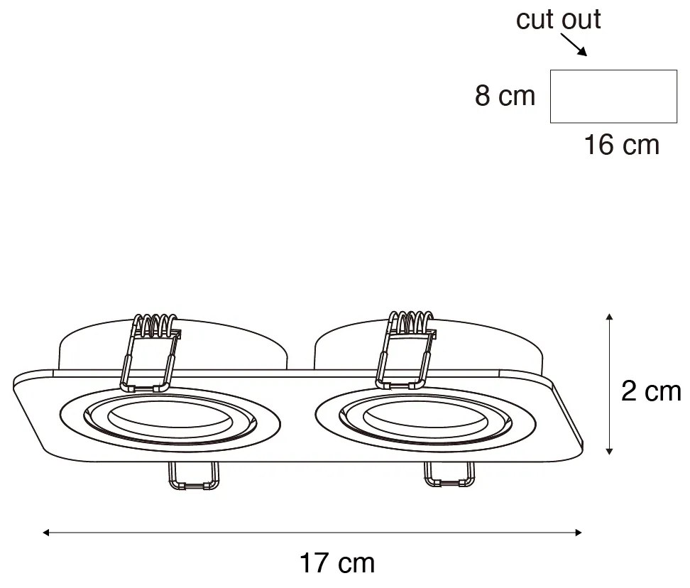 Set di 6 faretti da incasso arrotondati neri GU10 50mm orientabili e inclinabili IP44 2-luci - Alberto